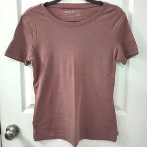 Eddie Bauer Women's Favorite Short-Sleeve Crewneck T-Shirt Mauve Pink Size L
